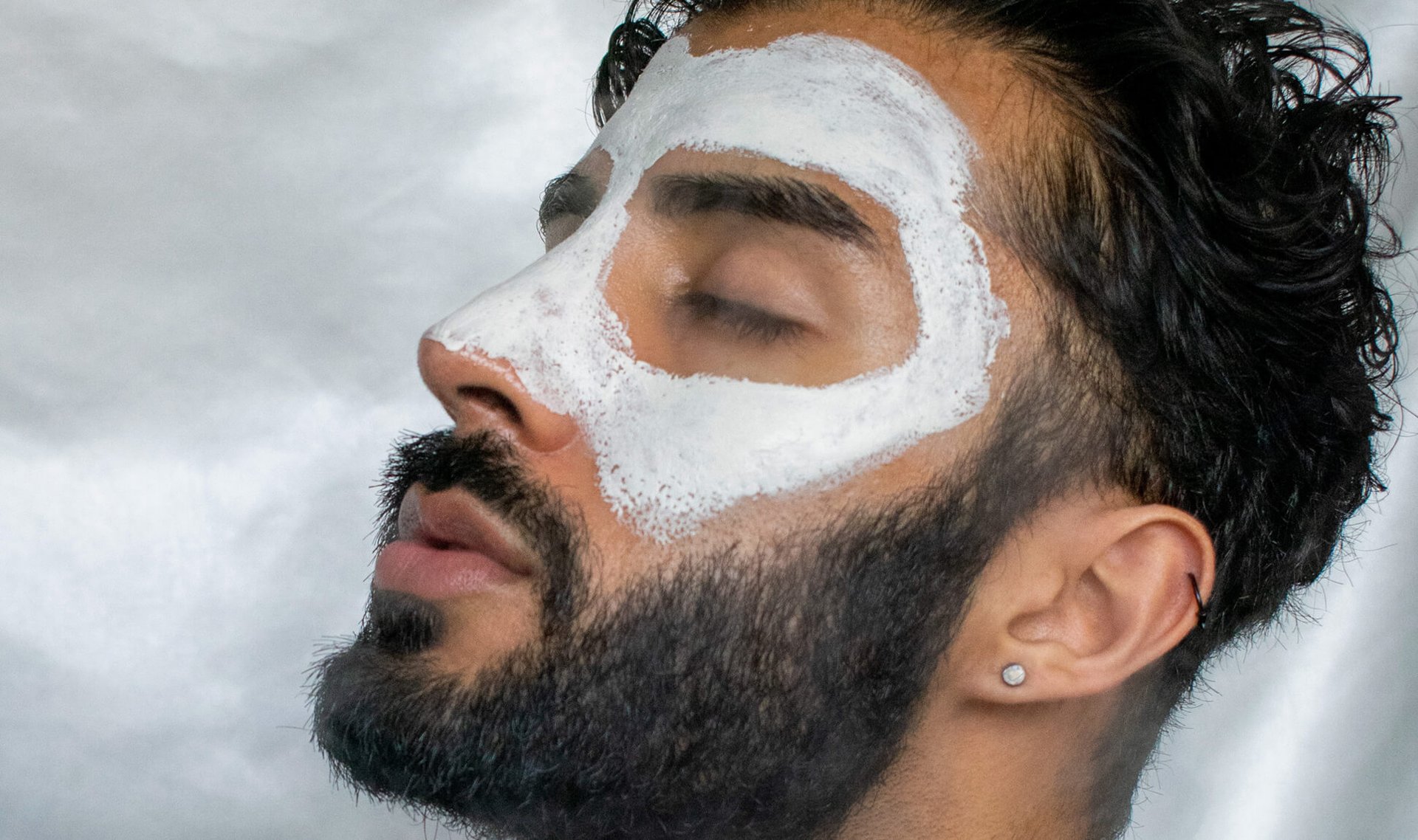 Saq Idrees with skin cream on face
