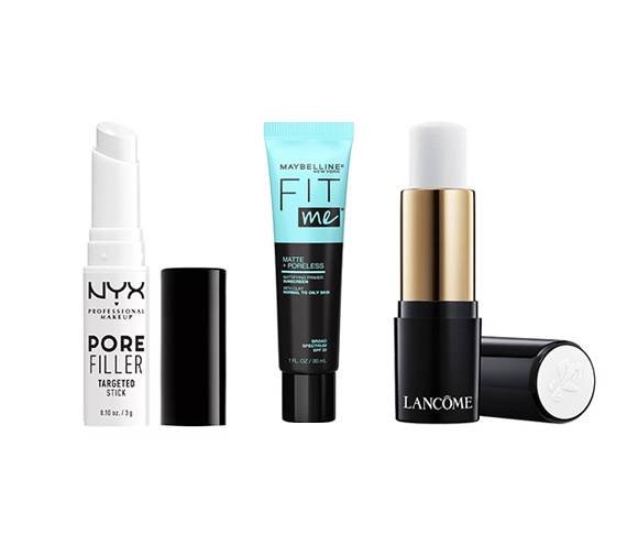 NYX Professional Makeup Pore Filler Primer Targeted Blurring Stick, Maybelline New York Fit Me Matte + Poreless Mattifying Face Primer, Lancôme Blur & Go Priming Stick