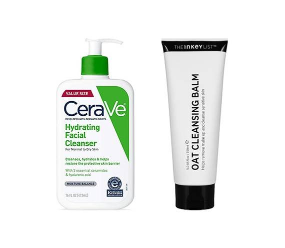 The INKEY List Oat Cleansing Balm + CeraVe Hydrating Facial Cleanser