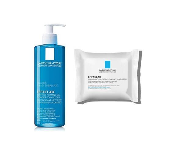La Roche-Posay Effaclar Facial Wipes for Oily Skin + La Roche-Posay Effaclar Gel Facial Wash for Oily Skin