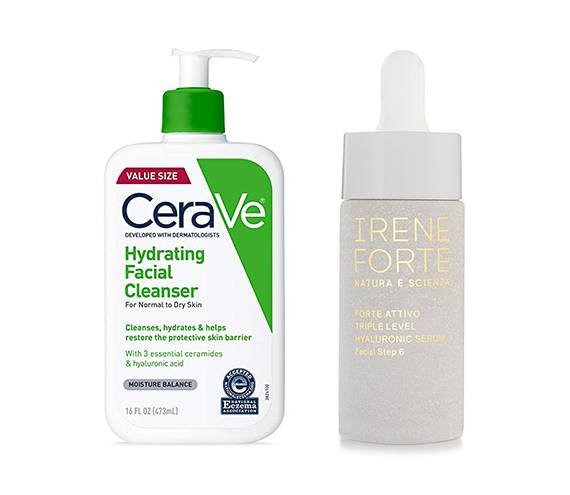 CeraVe Hydrating Facial Cleanser + Irene Forte Triple Level Hyaluronic Acid Serum