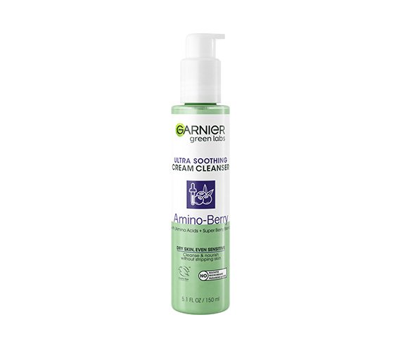 garnier green labs amino berry ultra soothing cream cleanser with amino acids and super berry blend