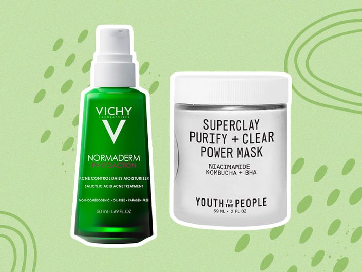 a jar of face mask and an moisturizer for acne bottle