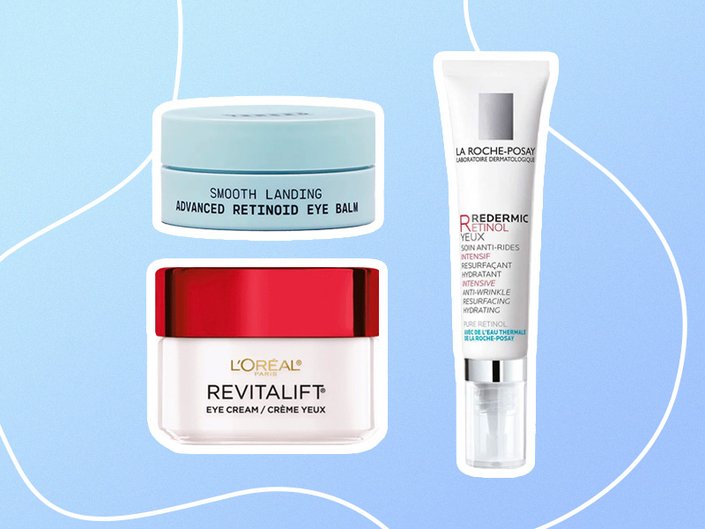 photos of eye cream products with retinol