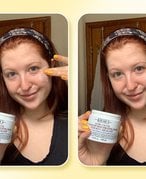 person applying Kiehl’s Ultra Facial Overnight Hydrating Face Mask to face