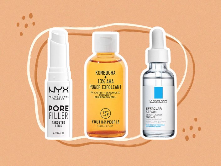 products collaged onto an orange background