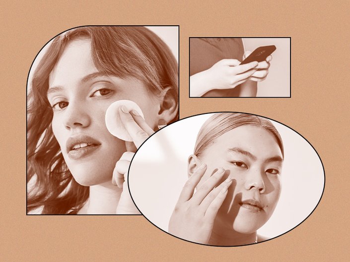 Three images of models with a sepia filter