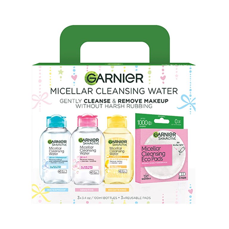 Garnier Skin Active Micellar Cleansing Water All-in-1 Kit with Eco Pads