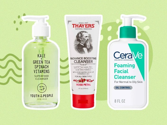 youth to the people superfood cleanser, thayers radiance cleanser, cerave foaming cleanser