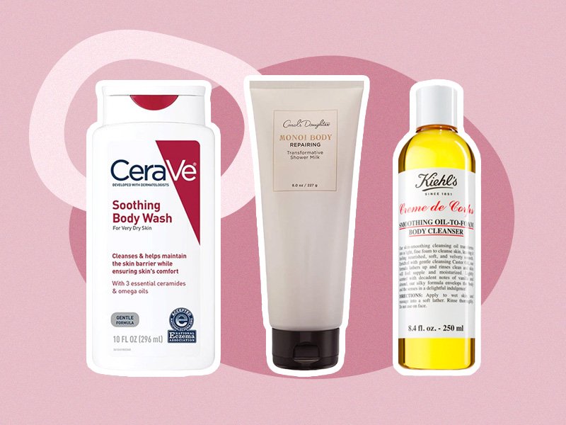 CeraVe Soothing Body Wash, Carol's Daughter Monoi Body Repairing Transformative Shower Milk, and Kiehl's Creme de Corps Smoothing Oil-to-Foam Body Cleanser