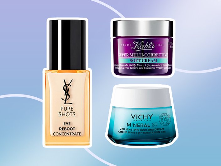 ysl eye concentrate, kiehls soft cream, vichy moisturizer