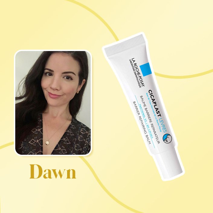 a photo of dawn collaged with the La Roche-Posay Cicaplast B5 Lip Balm
