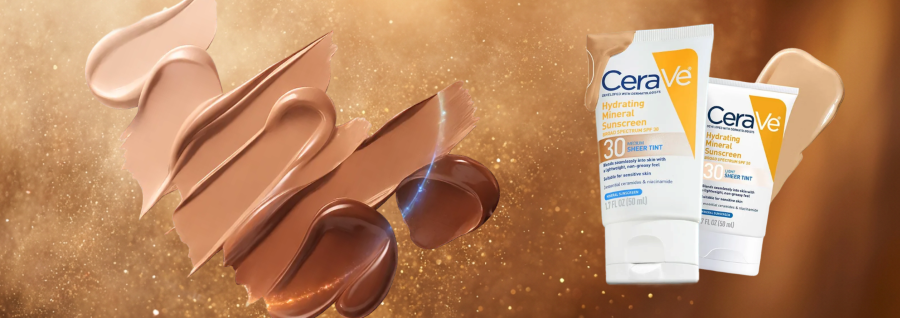 CeraVe Hydrating Mineral Sunscreen with swatches
