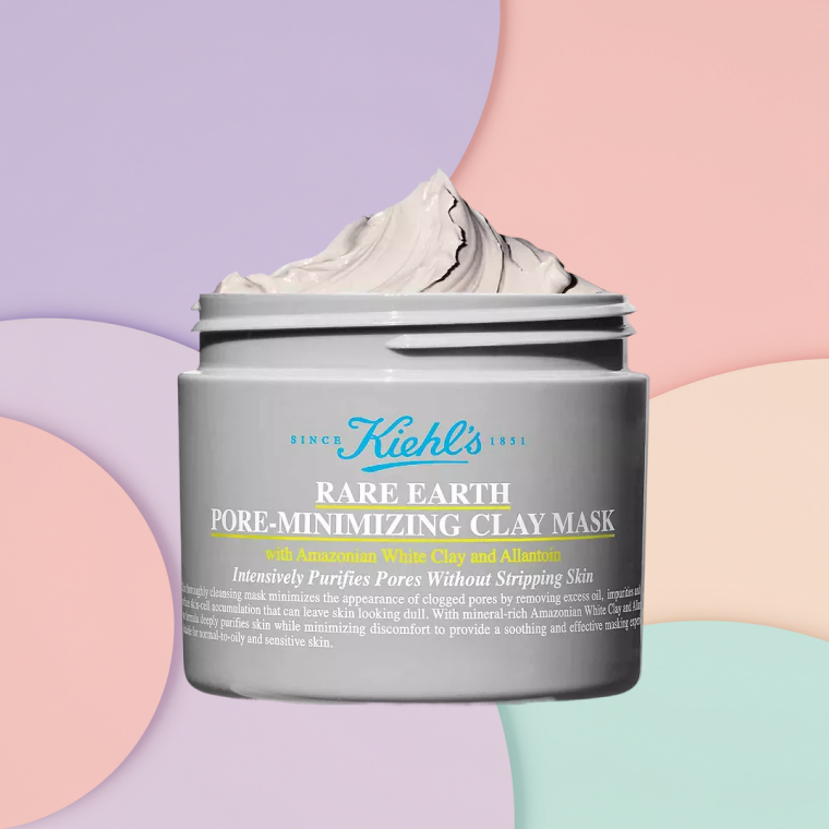 Bottle of Kiehl’s Rare Earth Clay Mask on a textured background