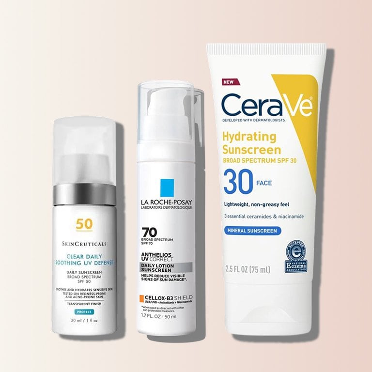 La Roche-Posay Anthelios UV Correct Face Sunscreen, SkinCeuticals Physical Matte UV Defense SPF 50, CeraVe Hydrating Mineral Sunscreen SPF 30 Face Lotion