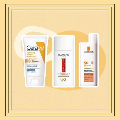 Various skincare products on yellow background